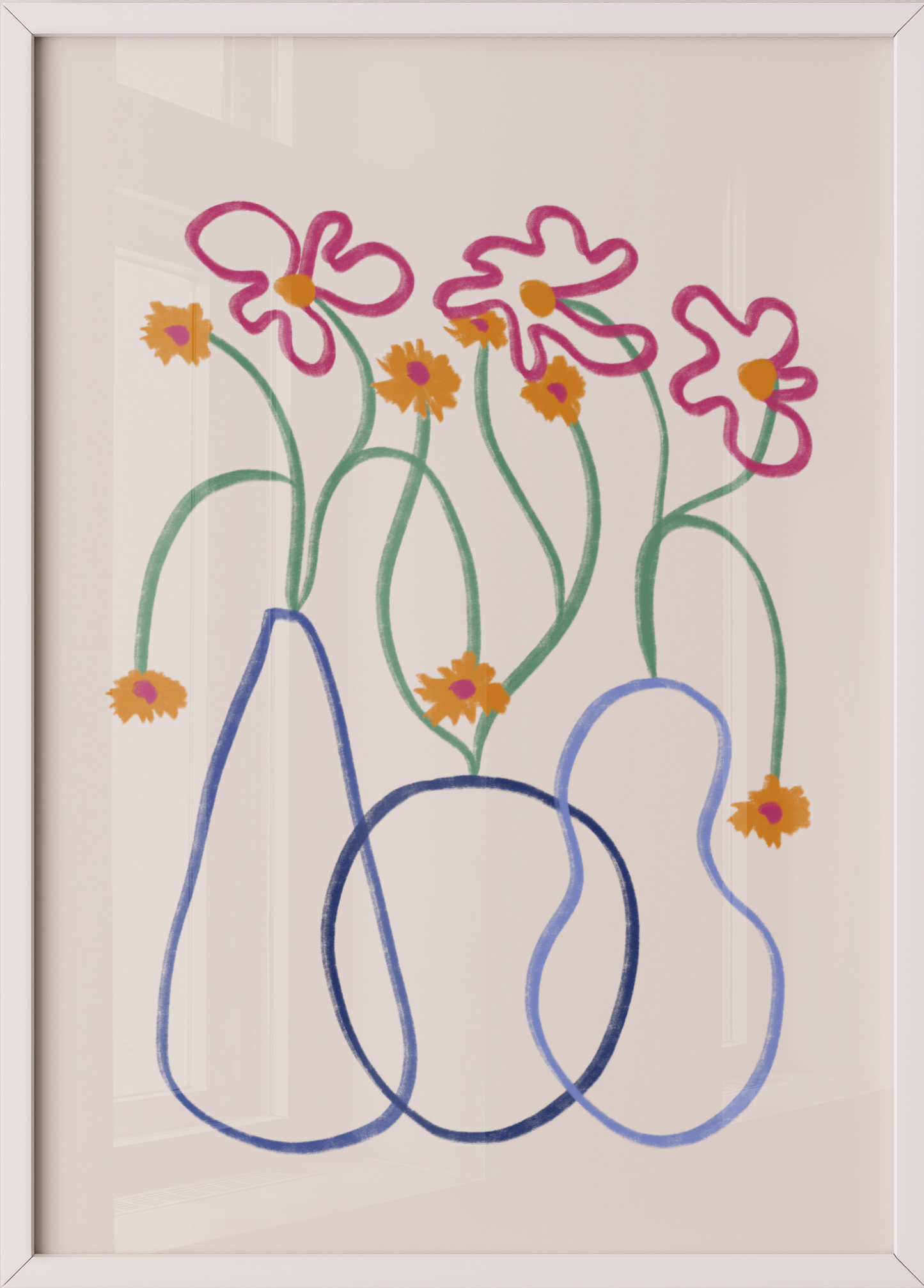 Flower in blue lines