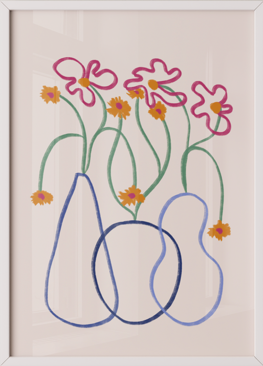 Flower in blue lines