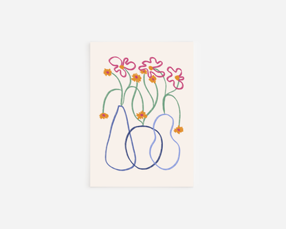 Flower in blue lines