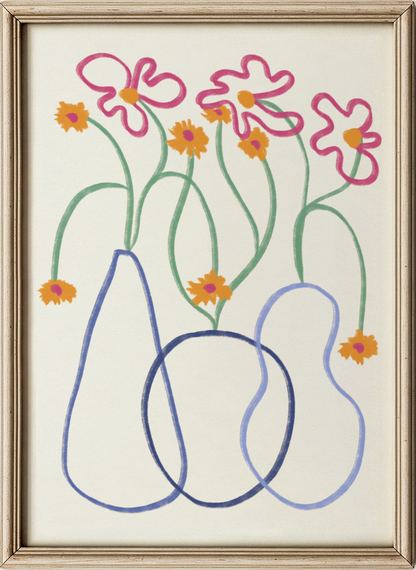 Flower in blue lines